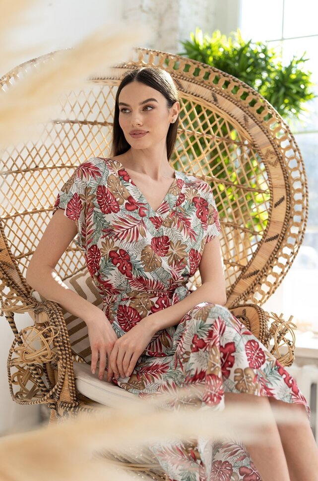 Длинная туника с коротким рукавом из вискозы Mia-Amore Tahiti 5299