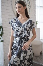 Mia-Amore Gladis 4114 шелковая туника в черно-белой гамме